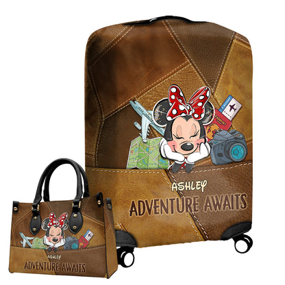 Adventure Awaits - Personalized Travelling Leather Handbag & Luggage Cover