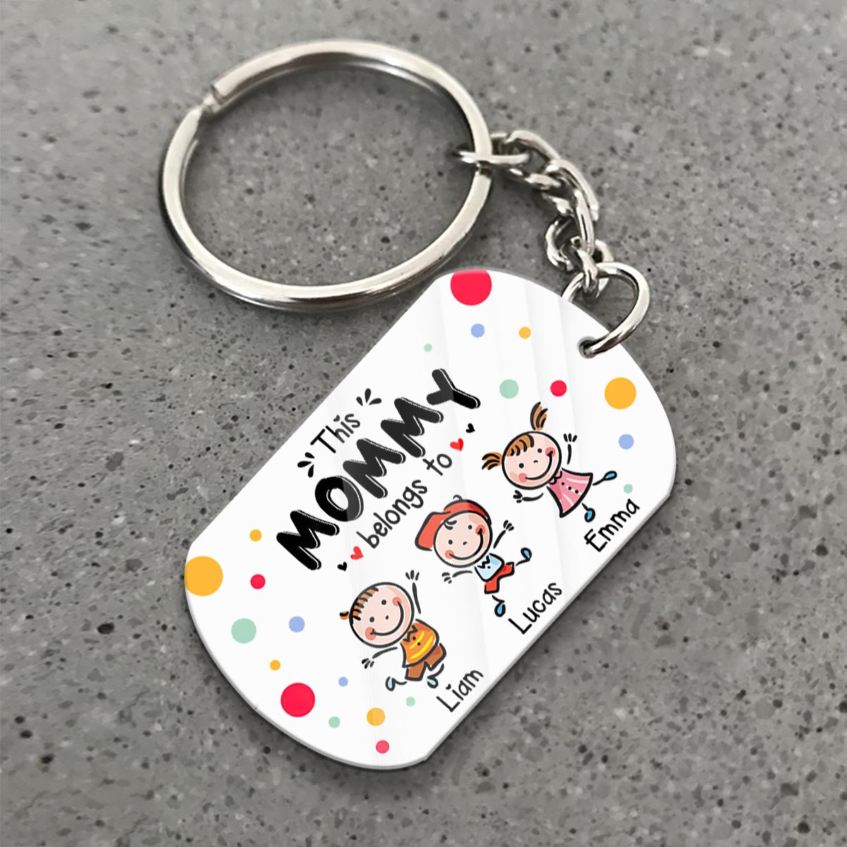 This Mommy Belongs To - Personalized Mother's Day Mother Keychain (Printed On Both Sides)