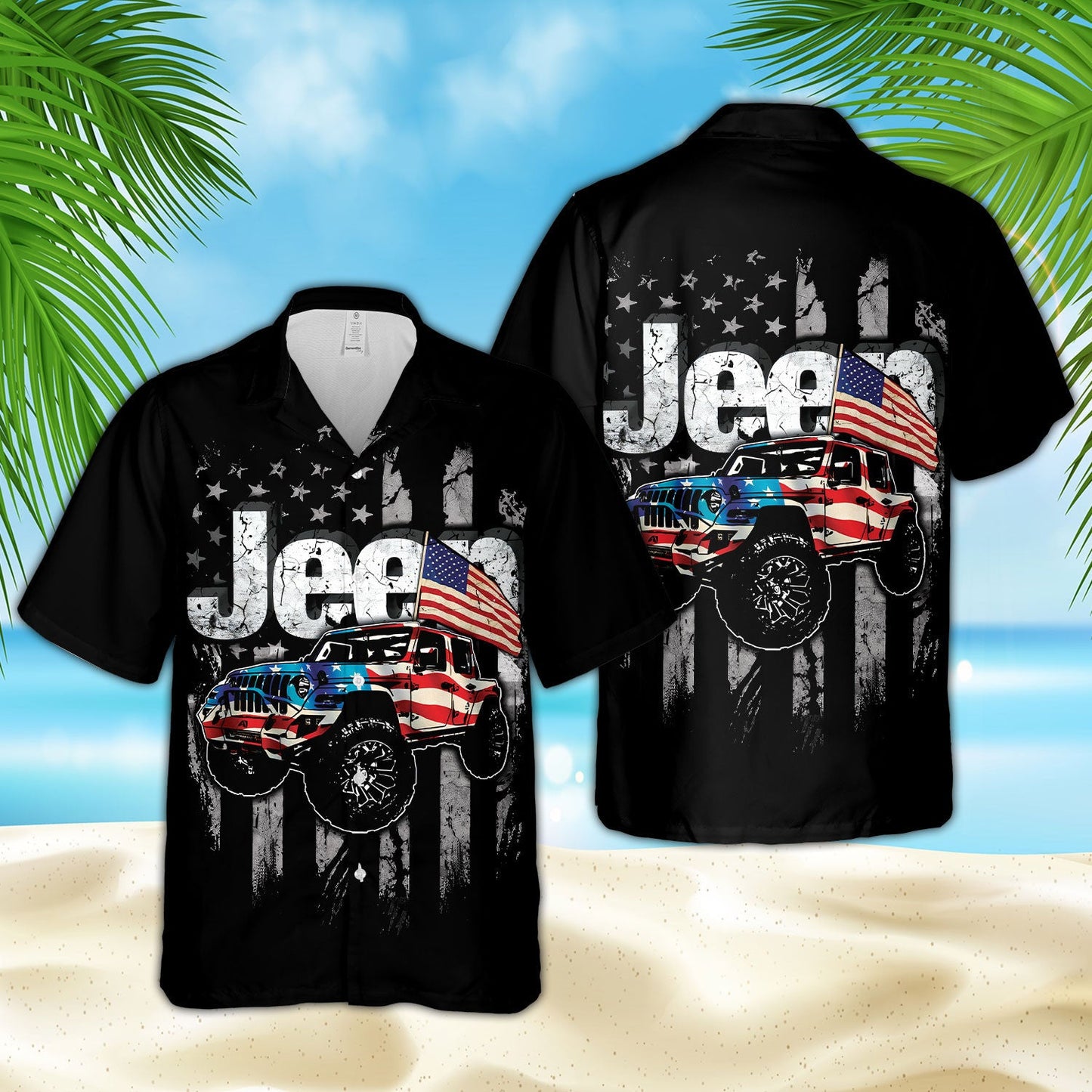 American Flag Car Hawaiian Shirt 0523