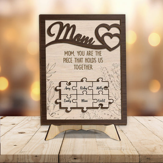 You Hold Us Together - Personalized Mother 2 Layered Wood Sign / Wood Plaque