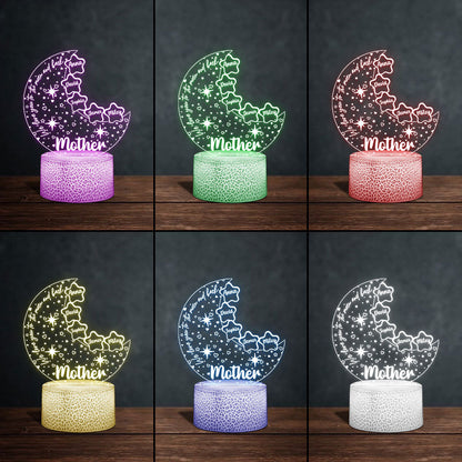 We Love You To The Moon And Back - Personalized Mother Shaped Plaque Light Base