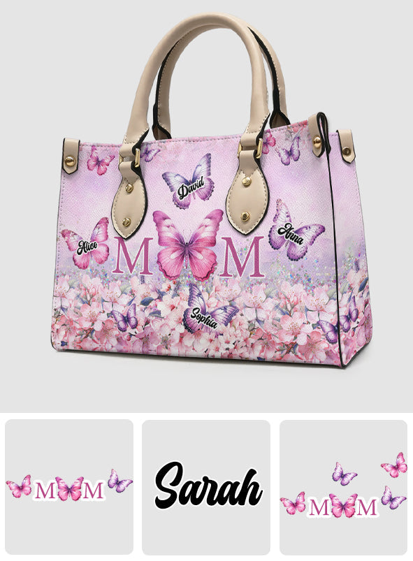 Butterfly Mom - Personalized Mother Leather Handbag