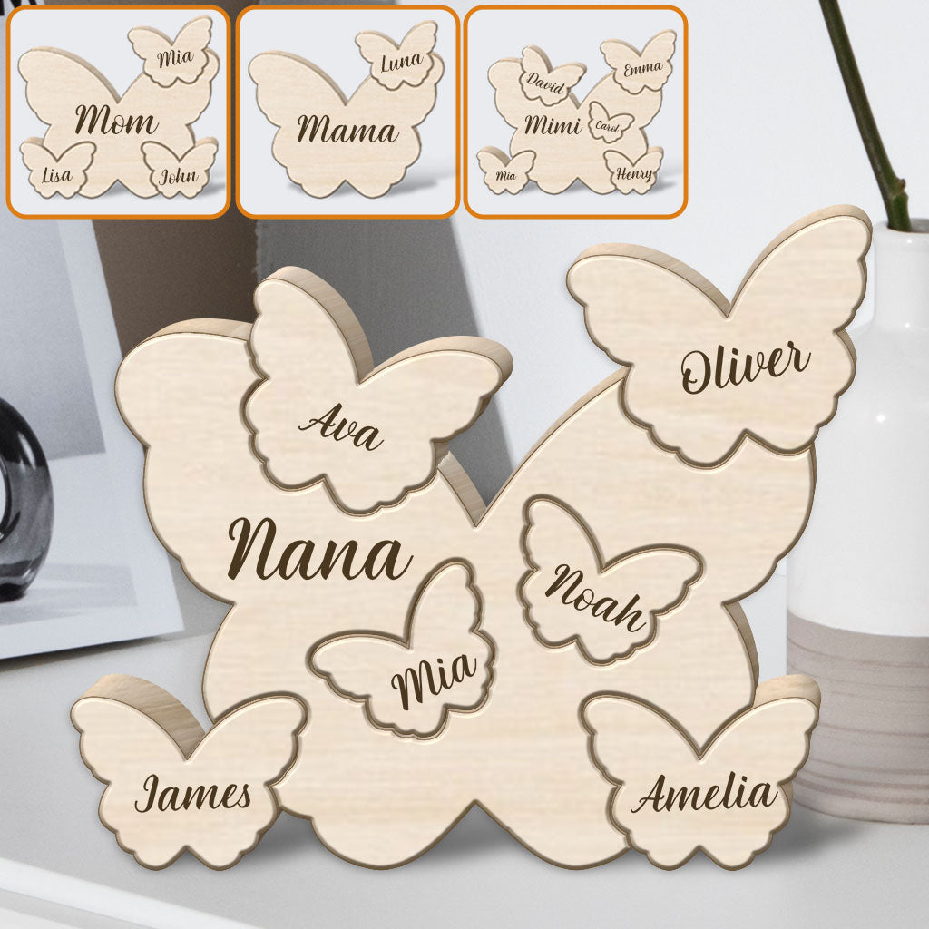 Butterfly Puzzle - Personalized Mother Shaped Wooden Puzzle