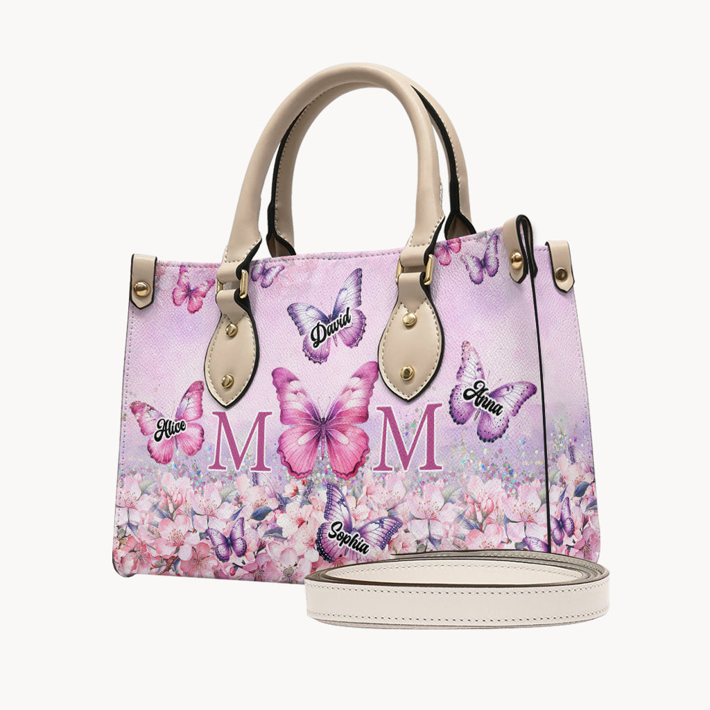 Butterfly Mom - Personalized Mother Leather Handbag