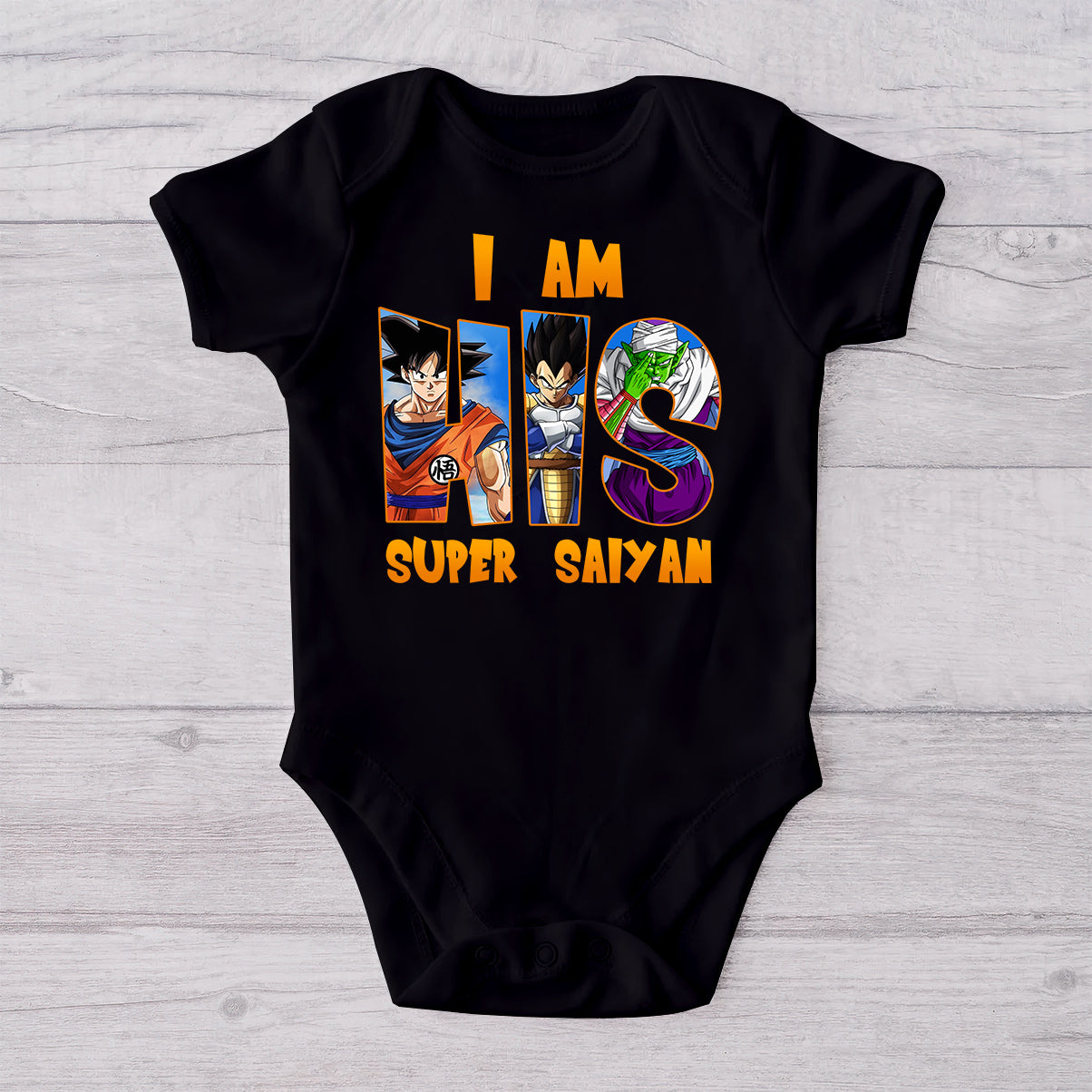 Dad Super Saiyan Little Saiyan - Personalized Seven Balls T-shirt And Baby Onesie