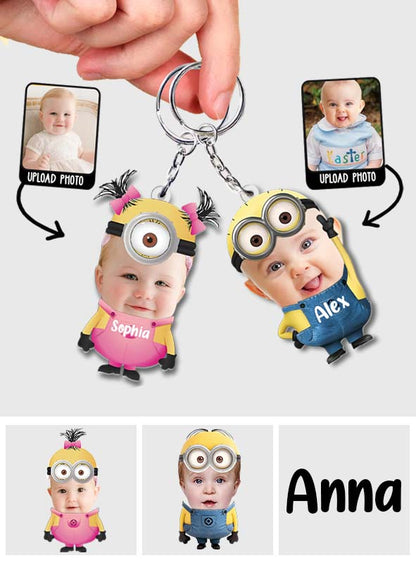 Upload Photo Custom Face Cute Baby - Personalized Grandma Custom Shaped Keychain