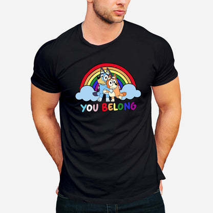 You Belong Cool Blue Dog Pride - LGBT Support T-shirt And Hoodie