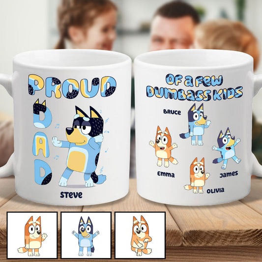 Blue Dad Of A Few Kids - Personalized Father Mug