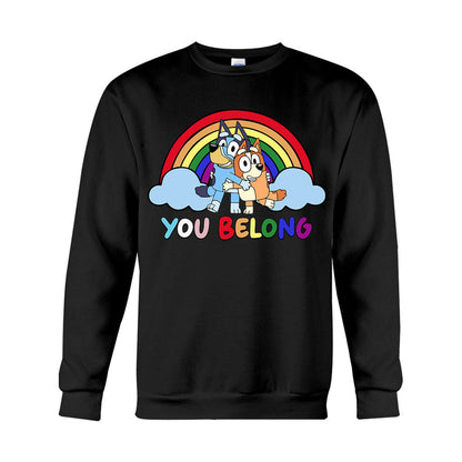 You Belong Cool Blue Dog Pride - LGBT Support T-shirt And Hoodie