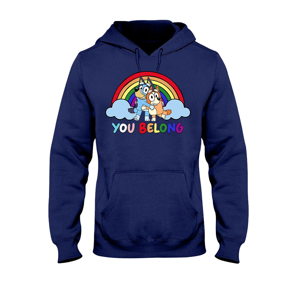 You Belong Cool Blue Dog Pride - LGBT Support T-shirt And Hoodie