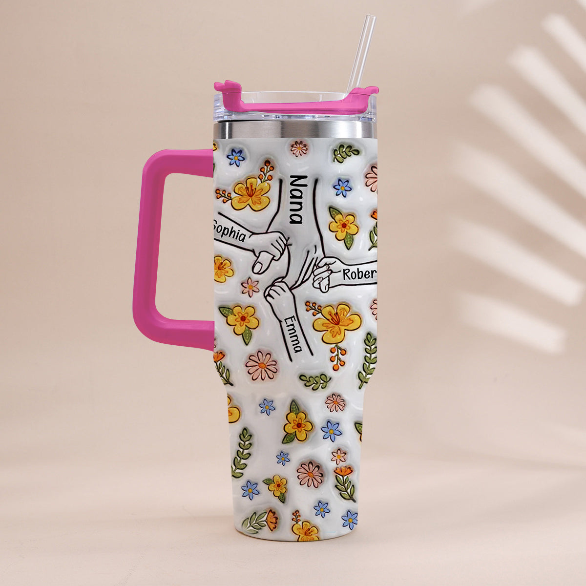 You Hold Our Hand - Personalized Mother Tumbler With Handle