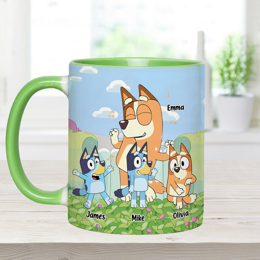 Cool Mum Cool Dad Cute Blue Dog - Personalized Mother Accent Mug