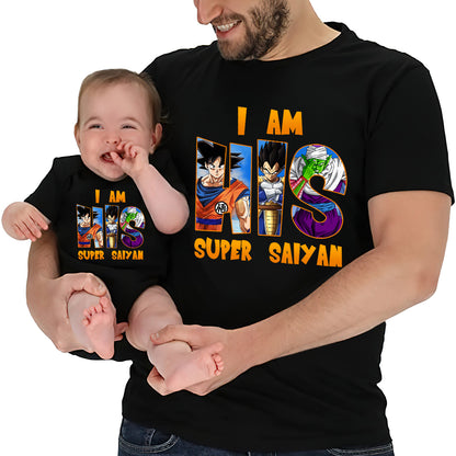 Dad Super Saiyan Little Saiyan - Personalized Seven Balls T-shirt And Baby Onesie