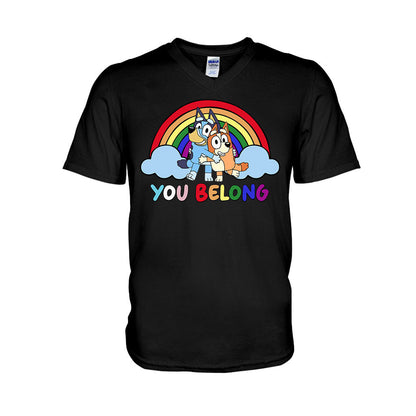 You Belong Cool Blue Dog Pride - LGBT Support T-shirt And Hoodie