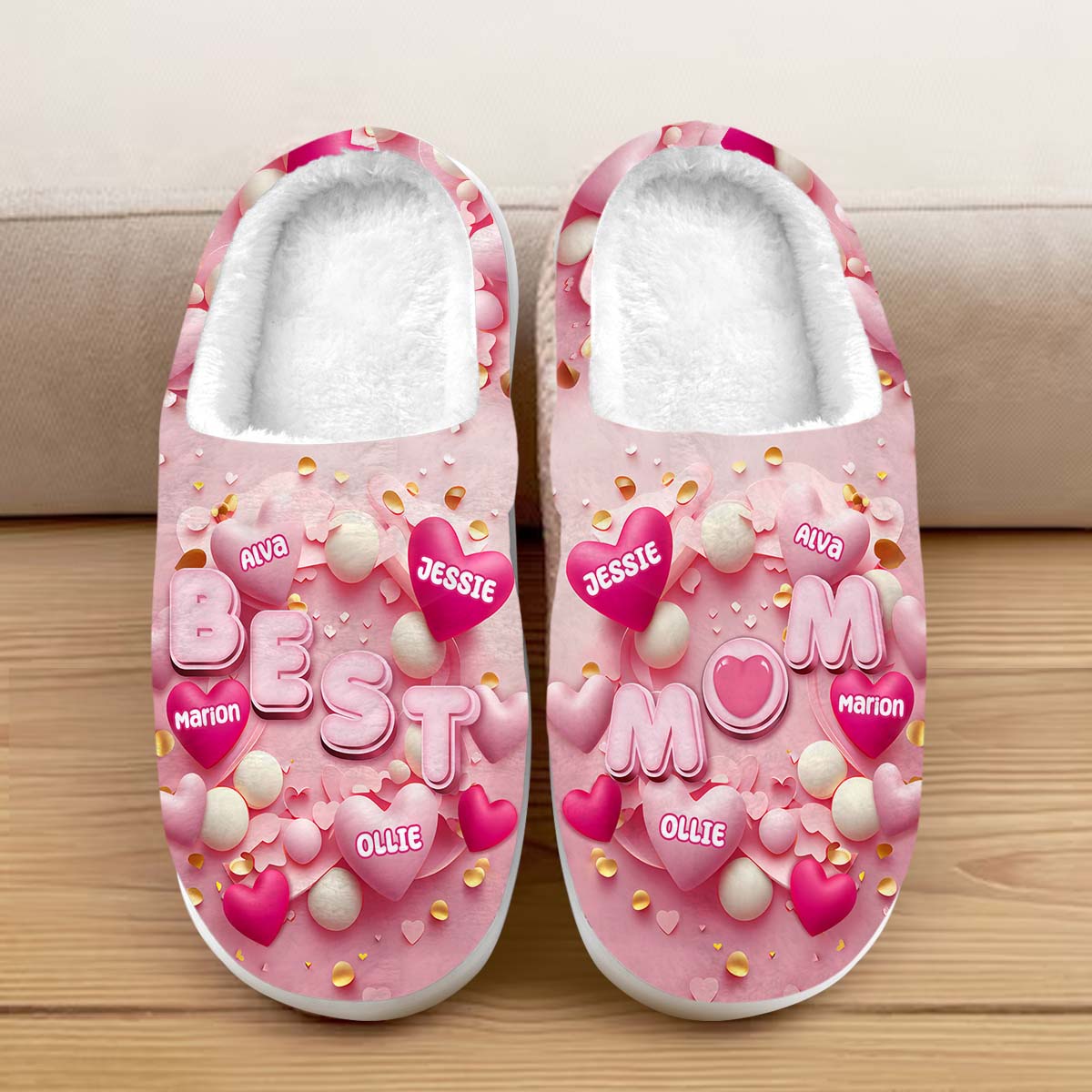 Best Mama Inflated Heart 3D - Personalized Mother Slippers