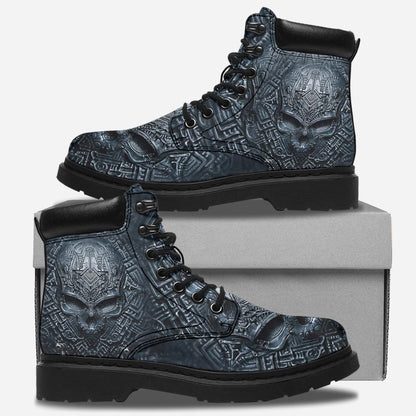 Black Skull 3D Pattern Print Skull All Season Boots 0622