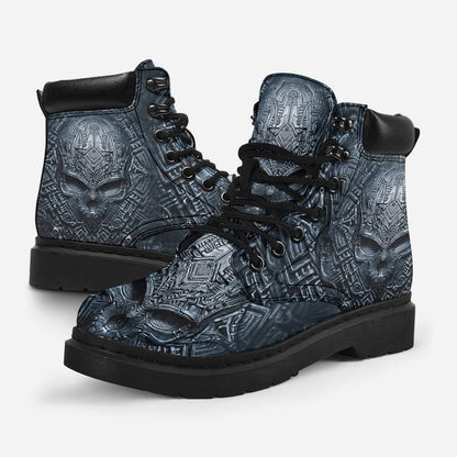 Black Skull 3D Pattern Print Skull All Season Boots 0622