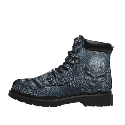 Black Skull 3D Pattern Print Skull All Season Boots 0622