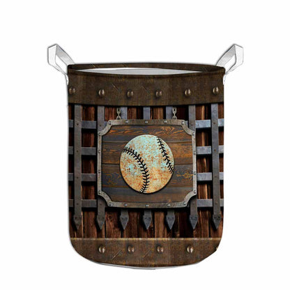 Baseball Metal Pattern Print Baseball Laundry Basket 0622