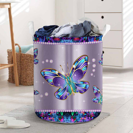 Butterfly Metal Pattern Print Butterfly Laundry Basket 0622