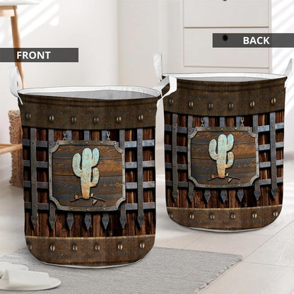 Cactus Metal Pattern Print Cactus Laundry Basket 0622