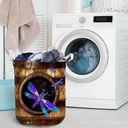 Dragonfly Wood Pattern Print Dragonfly Laundry Basket 0622