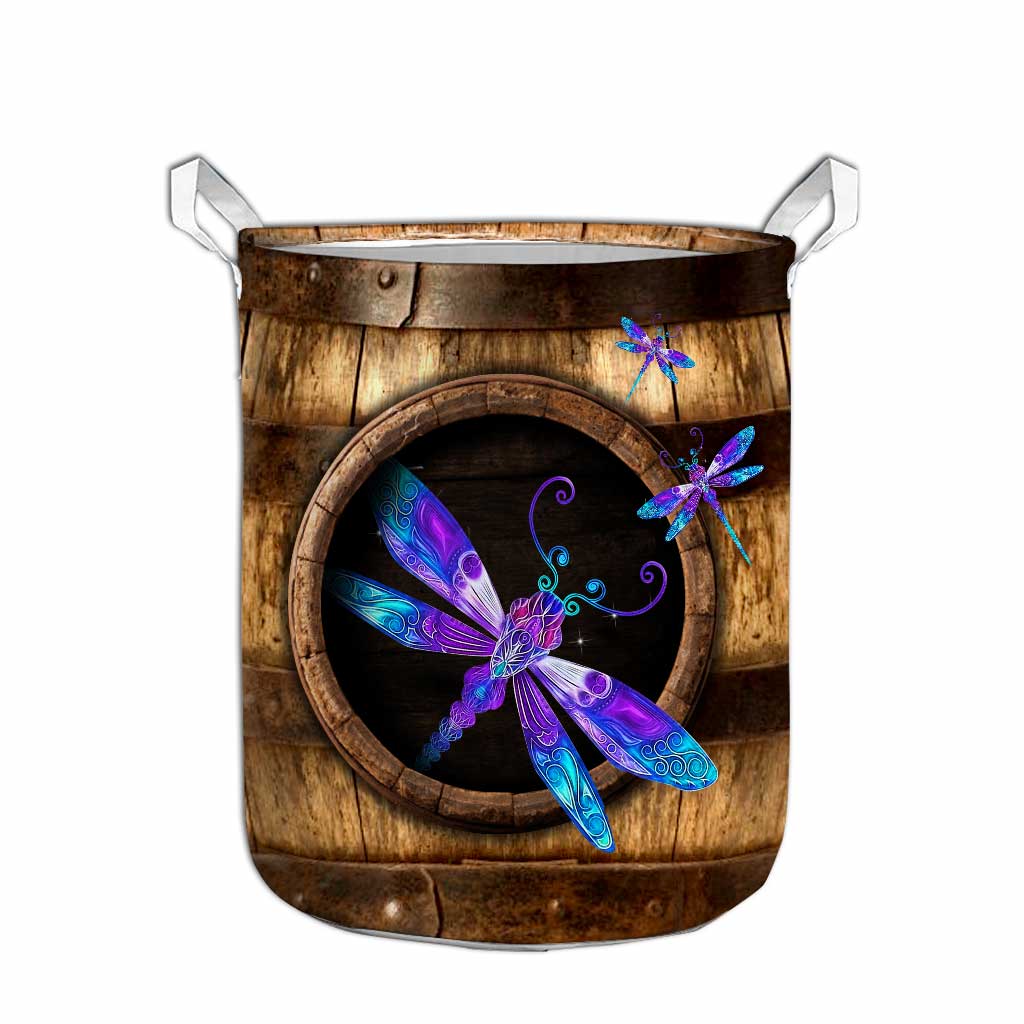 Dragonfly Wood Pattern Print Dragonfly Laundry Basket 0622