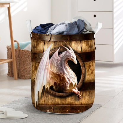 Dragon Wood Pattern Print Dragon Laundry Basket 0622