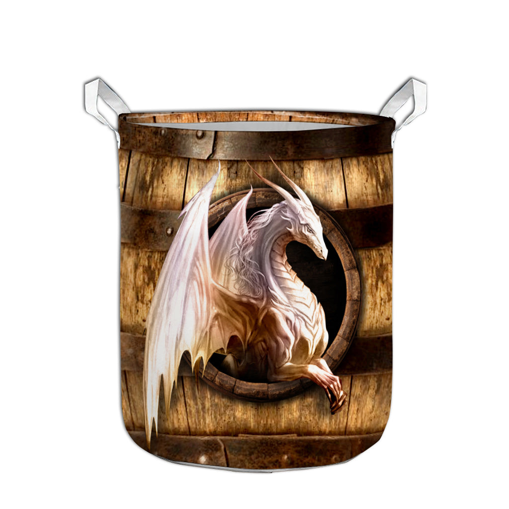 Dragon Wood Pattern Print Dragon Laundry Basket 0622