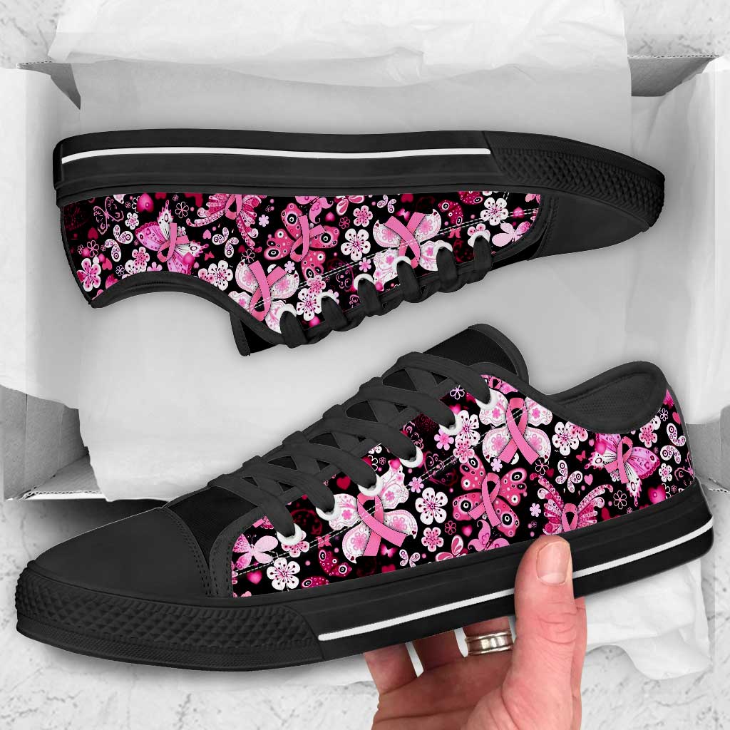 Butterflies Breast Cancer Awareness Low Top Shoes 0622