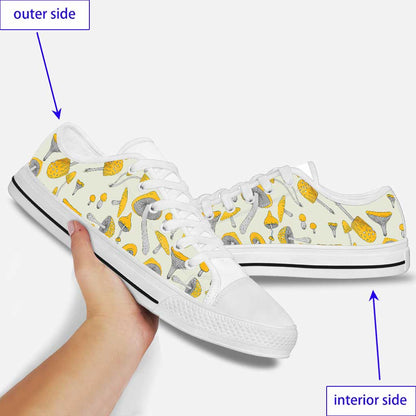 Yellow Vintage Mushroom Mushroom Low Top Shoes 0622