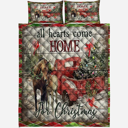 All Hearts Come Home For Christmas Horse  Quilt Set 0622