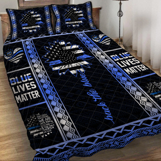 Back The Blue Police Officer  Quilt Set 0622