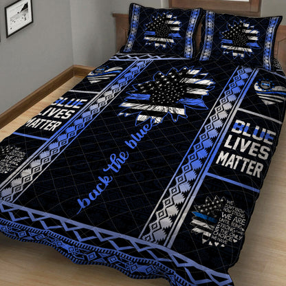 Back The Blue Police Officer  Quilt Set 0622