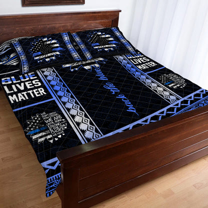 Back The Blue Police Officer  Quilt Set 0622