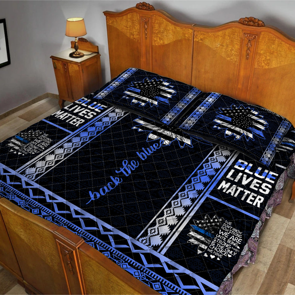 Back The Blue Police Officer  Quilt Set 0622