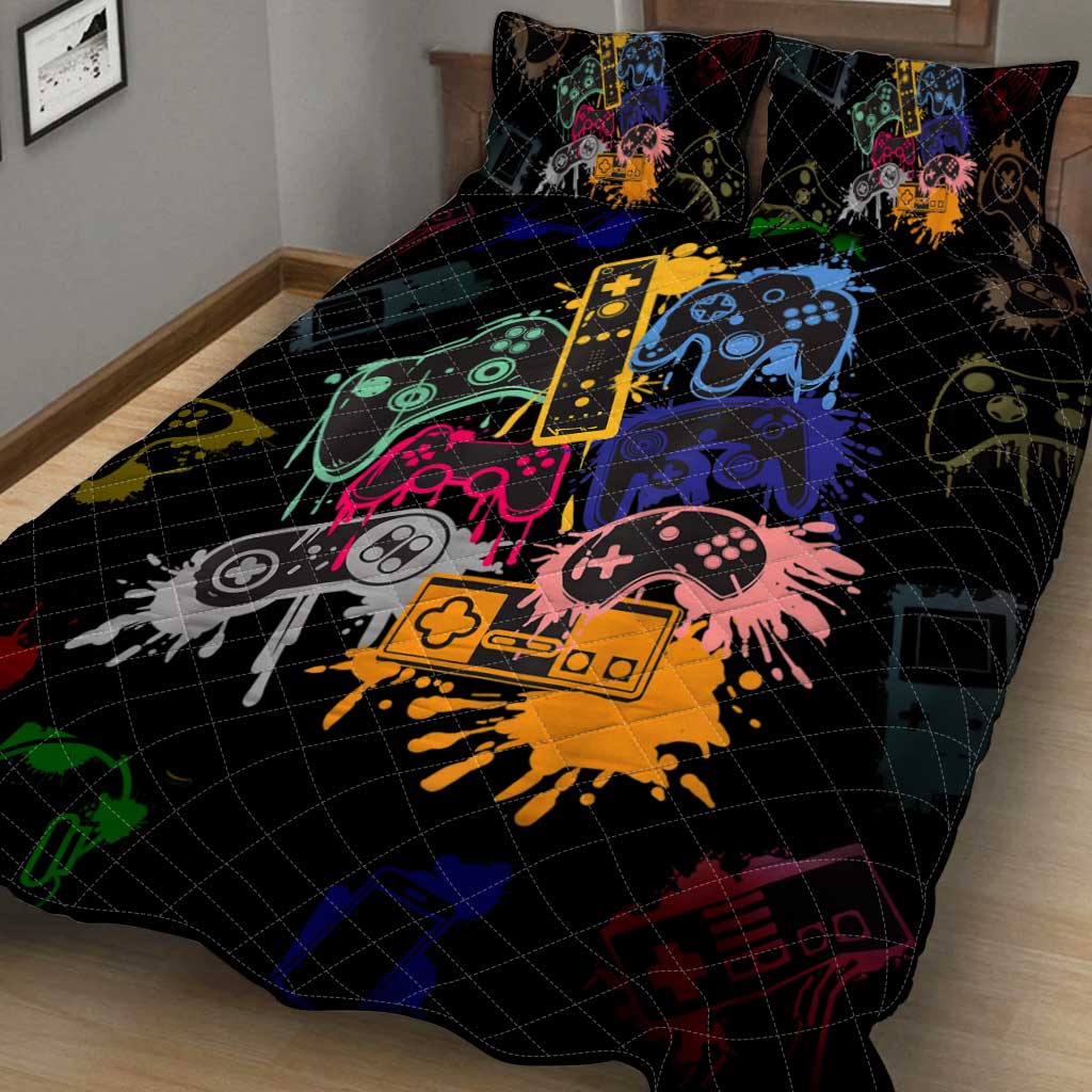 Controllers Paint Splash Video Game Quilt Set 0622