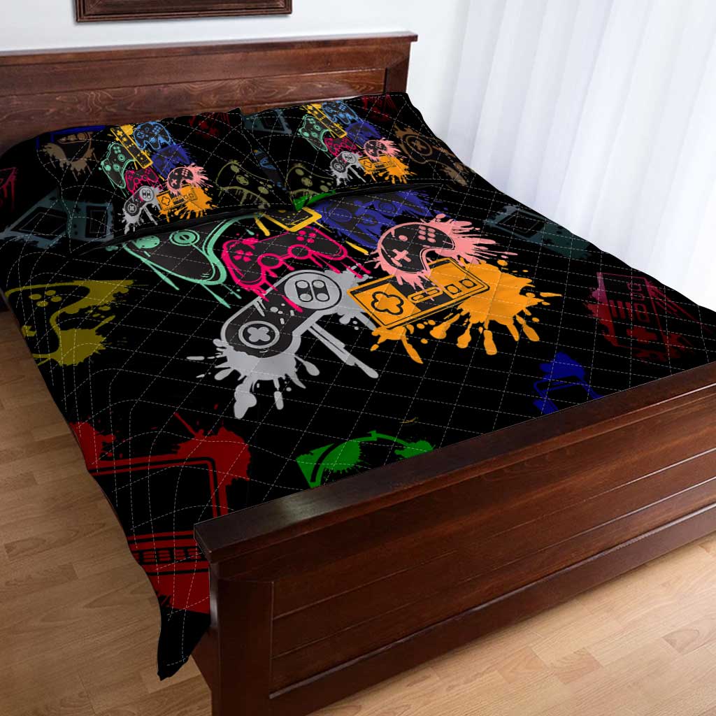 Controllers Paint Splash Video Game Quilt Set 0622