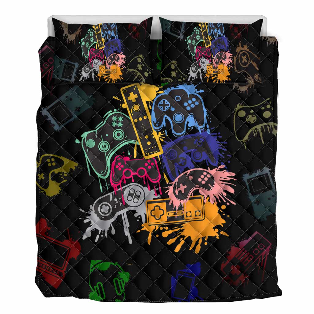 Controllers Paint Splash Video Game Quilt Set 0622