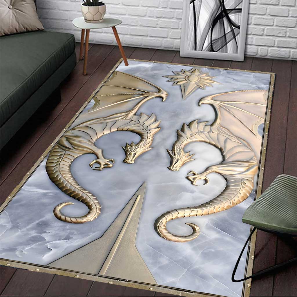 Dragon Metal Pattern Print Dragon Rug 0622