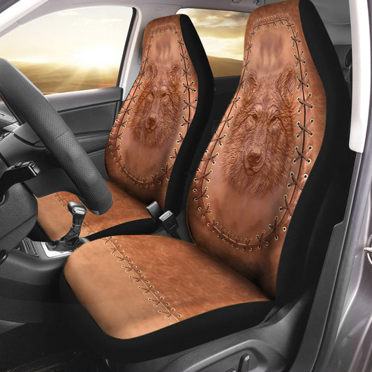 Wolf Leather Pattern Print Wolf Seat Covers 0622