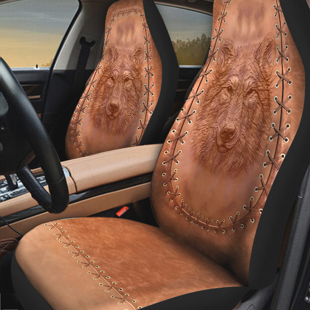 Wolf Leather Pattern Print Wolf Seat Covers 0622