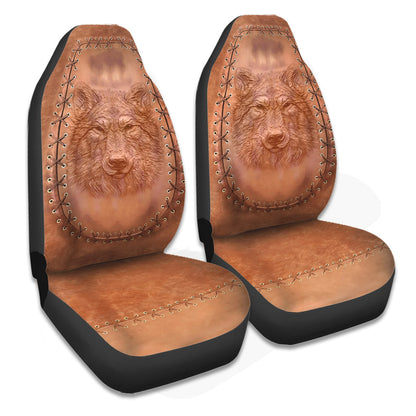 Wolf Leather Pattern Print Wolf Seat Covers 0622