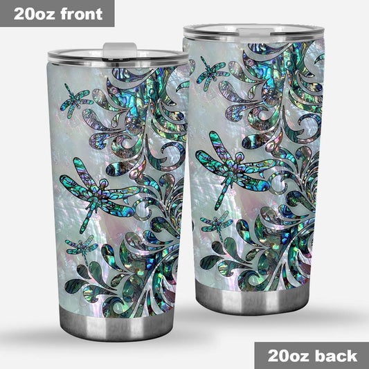 Dragonfly Abalone Shell Pattern Print Dragonfly Tumbler 0622