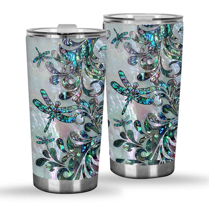 Dragonfly Abalone Shell Pattern Print Dragonfly Tumbler 0622