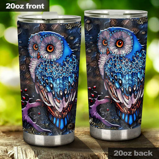 Blue Majestic Owl - Tumbler 0622