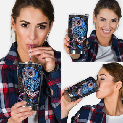 Blue Majestic Owl - Tumbler 0622