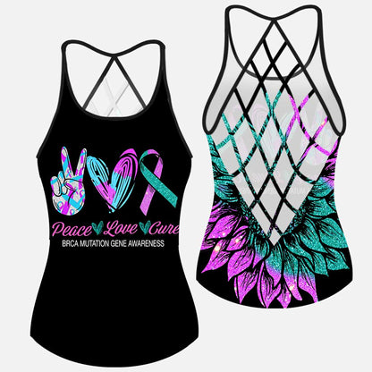 Brca Mutation Gene Awareness Peace Love Cure - Suicide Prevention Cross Tank Top 0722