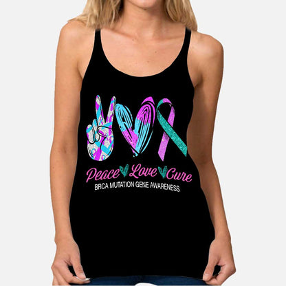 Brca Mutation Gene Awareness Peace Love Cure - Suicide Prevention Cross Tank Top 0722