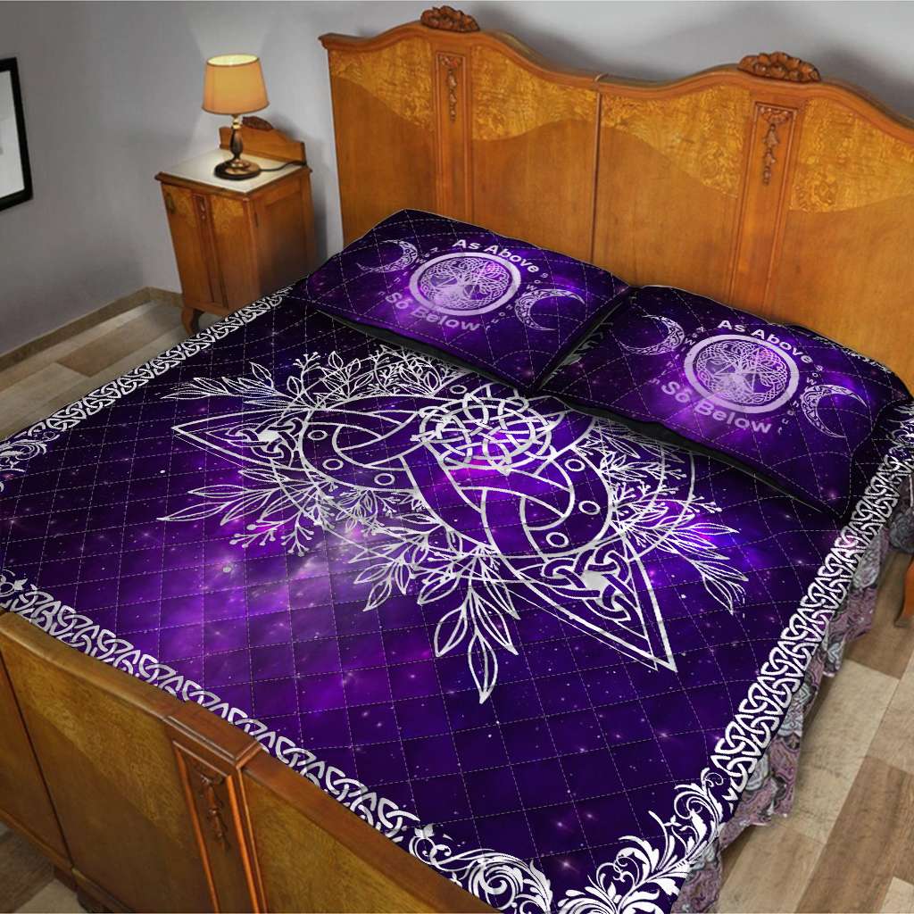 Celtic Wicca Triquetra Wicca Pagan -  Witch Quilt Set 0822